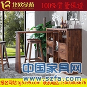 北歐綠蔭實(shí)木家具/餐廳家具/純北美黑胡桃吧臺/廠家直銷/可定制