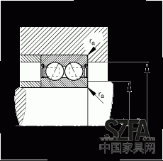 角接觸球軸承 30/8-B-2Z-TVH, 雙列，雙側(cè)間隙密封，接觸角 α = 25°