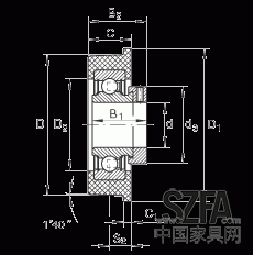 外球面球軸承 CRB30/92, 帶橡膠插入件，偏心鎖圈定位，兩側(cè) P 型密封